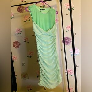 Zara Light Green Draped Midi Dress